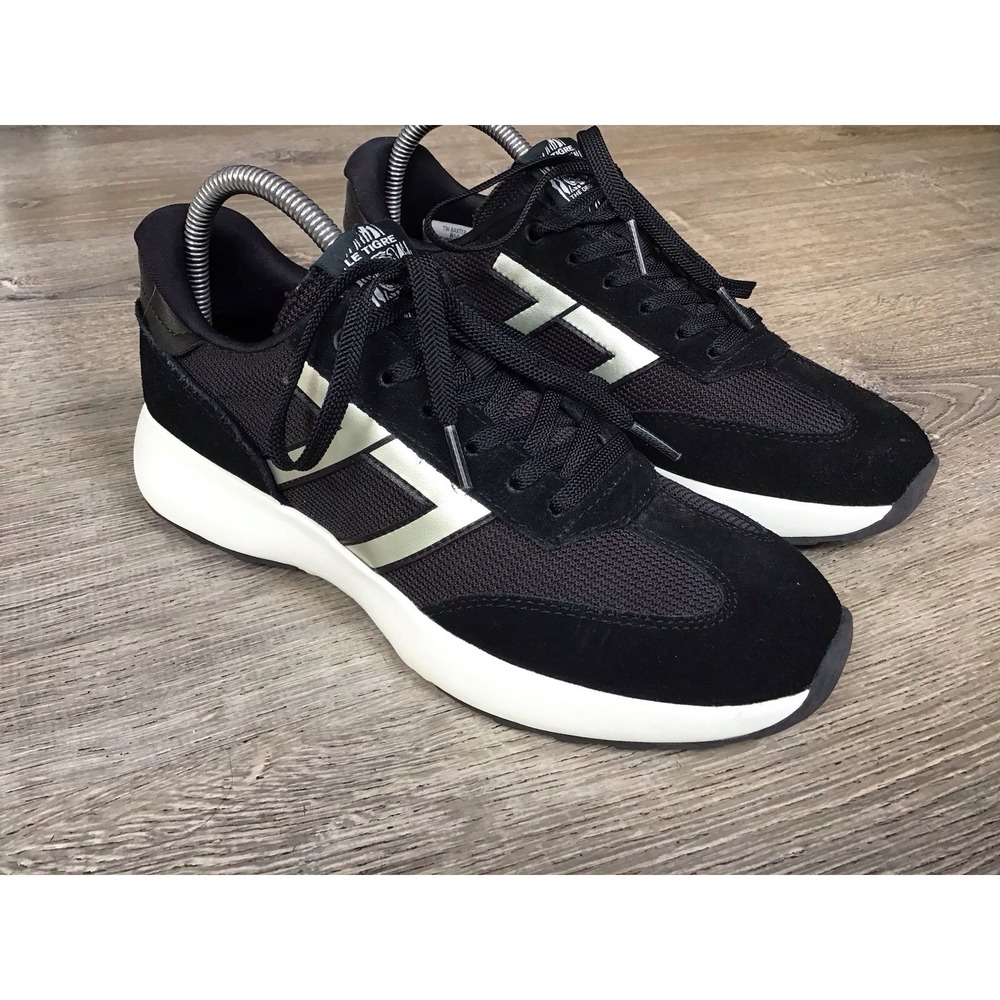 Le Tigre Racer 77 Retro Style Sneakers Black/Silver Women's Size 8.5 Shoes